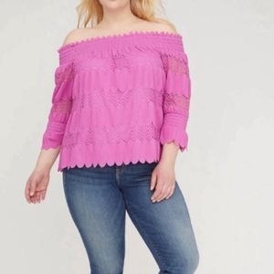 Lane Bryant smocked off the shoulder top